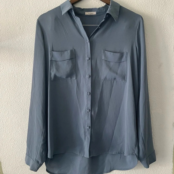 Anthropologie Pleione Utility Blouse Blue Button Up Size Medium Like New Casual - Picture 10 of 10